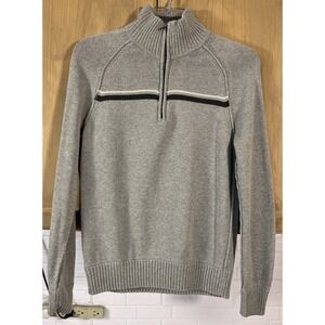 Aeropostale Sweater Mens Medium Gray Long Sleeve Pullover Mock Neck 1/4 Zip